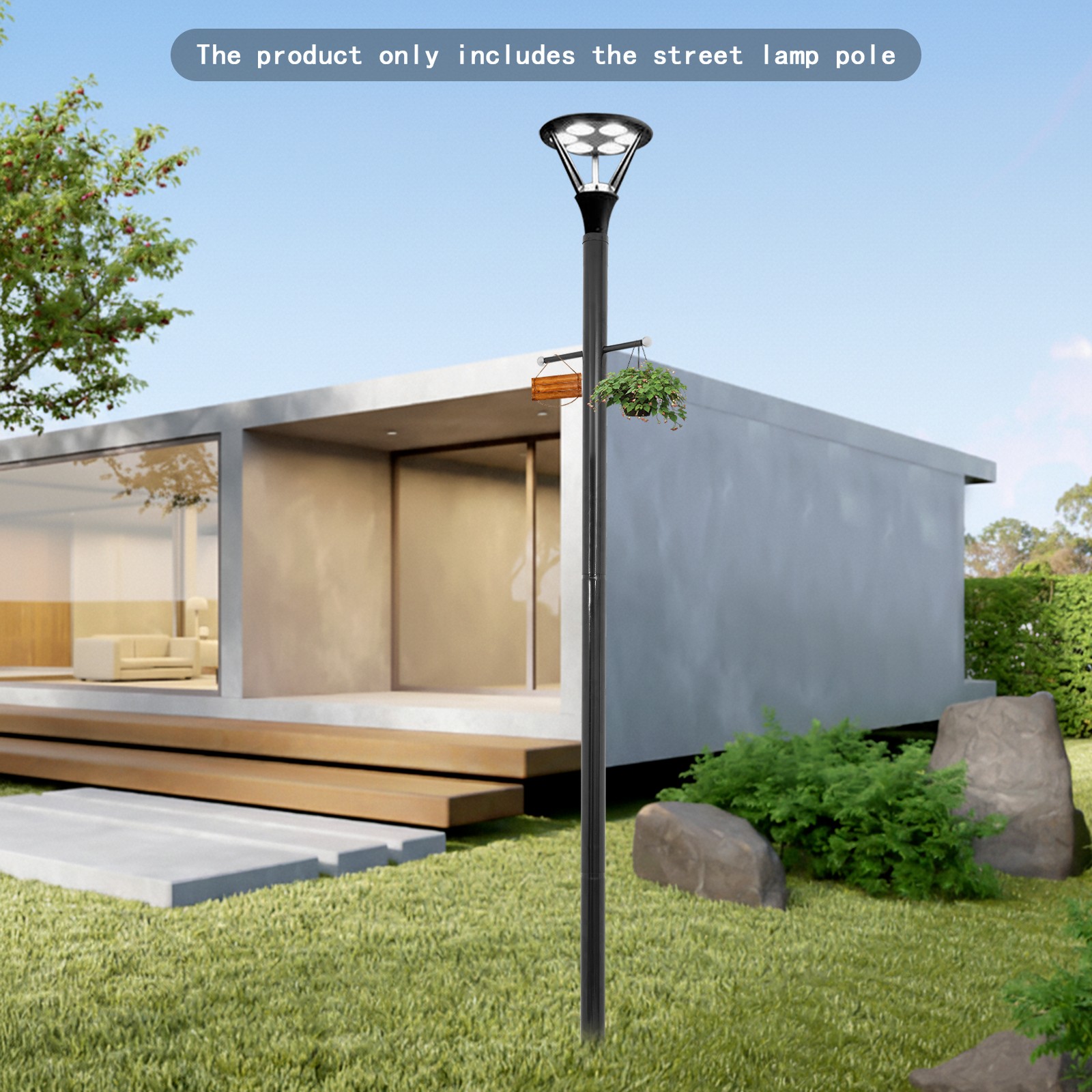 Outdoor Lamp Post With Cross Arm, Split Street Light Pole For Driveway, Pathway