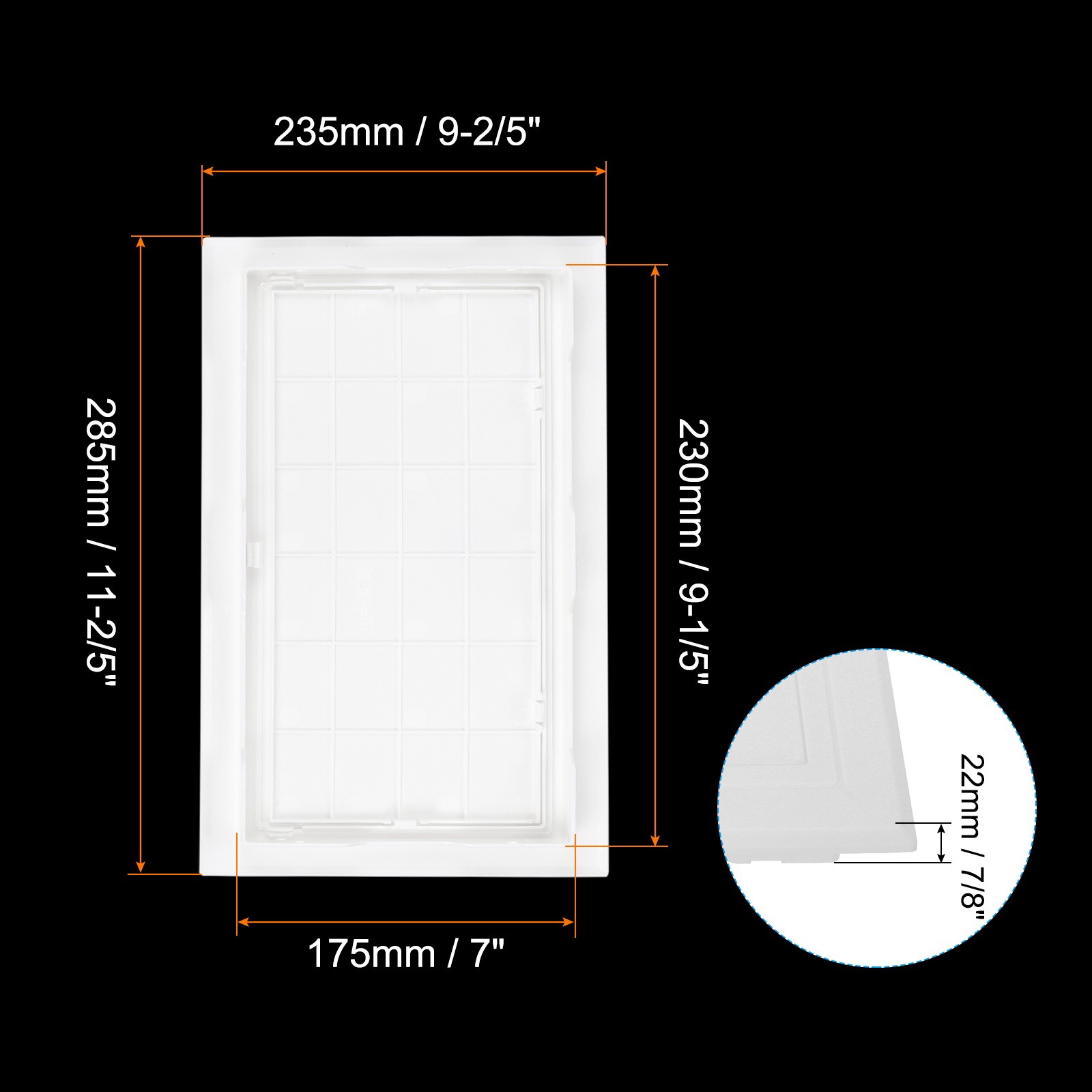 10x8 Inch(243x194mm) Removable Hinged Access Panel, Access Doors, White