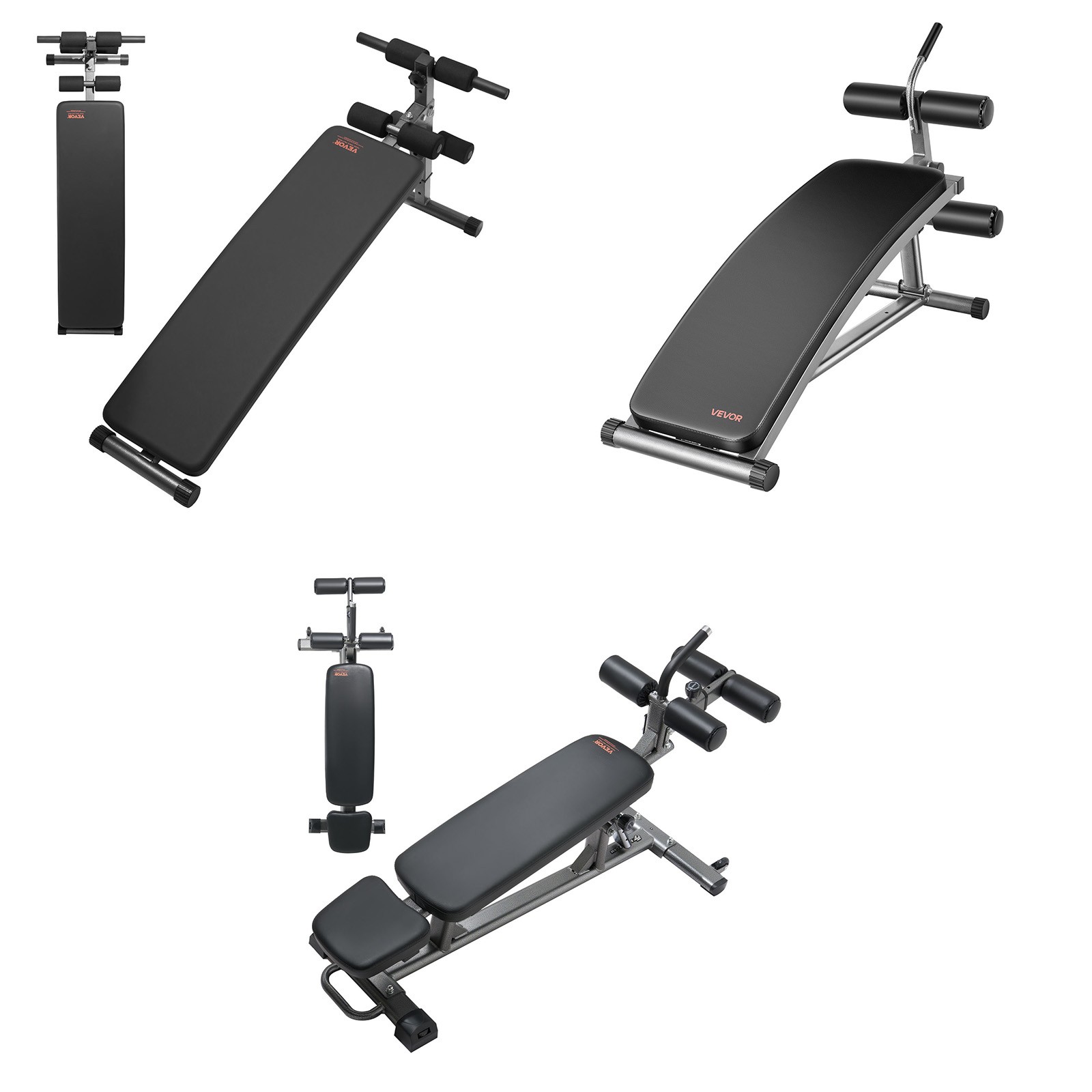 Uimoso Adjustable Sit Up Bench with Curved Design and Reverse Crunch Handle
