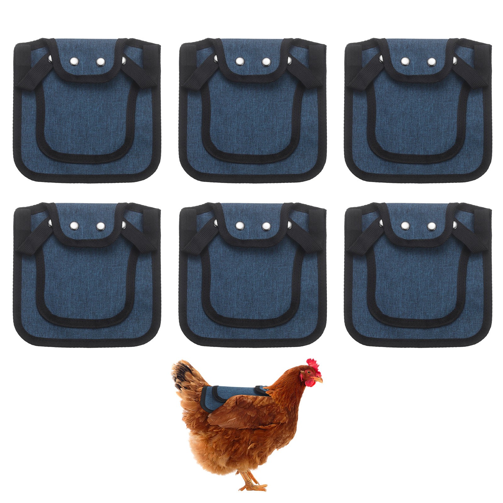6-Pack Chicken Saddle with Adjustable Strap for Hens [Navy Blue]