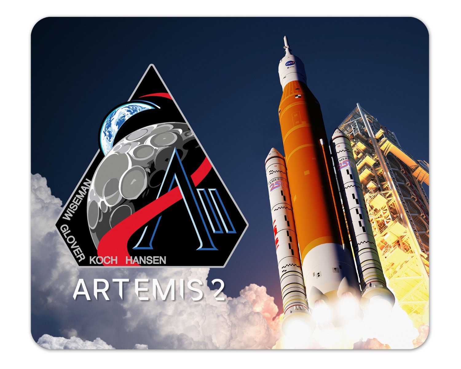 NASA Artemis 2 Launch Artists Render 1/4 Thick Mouse Pad