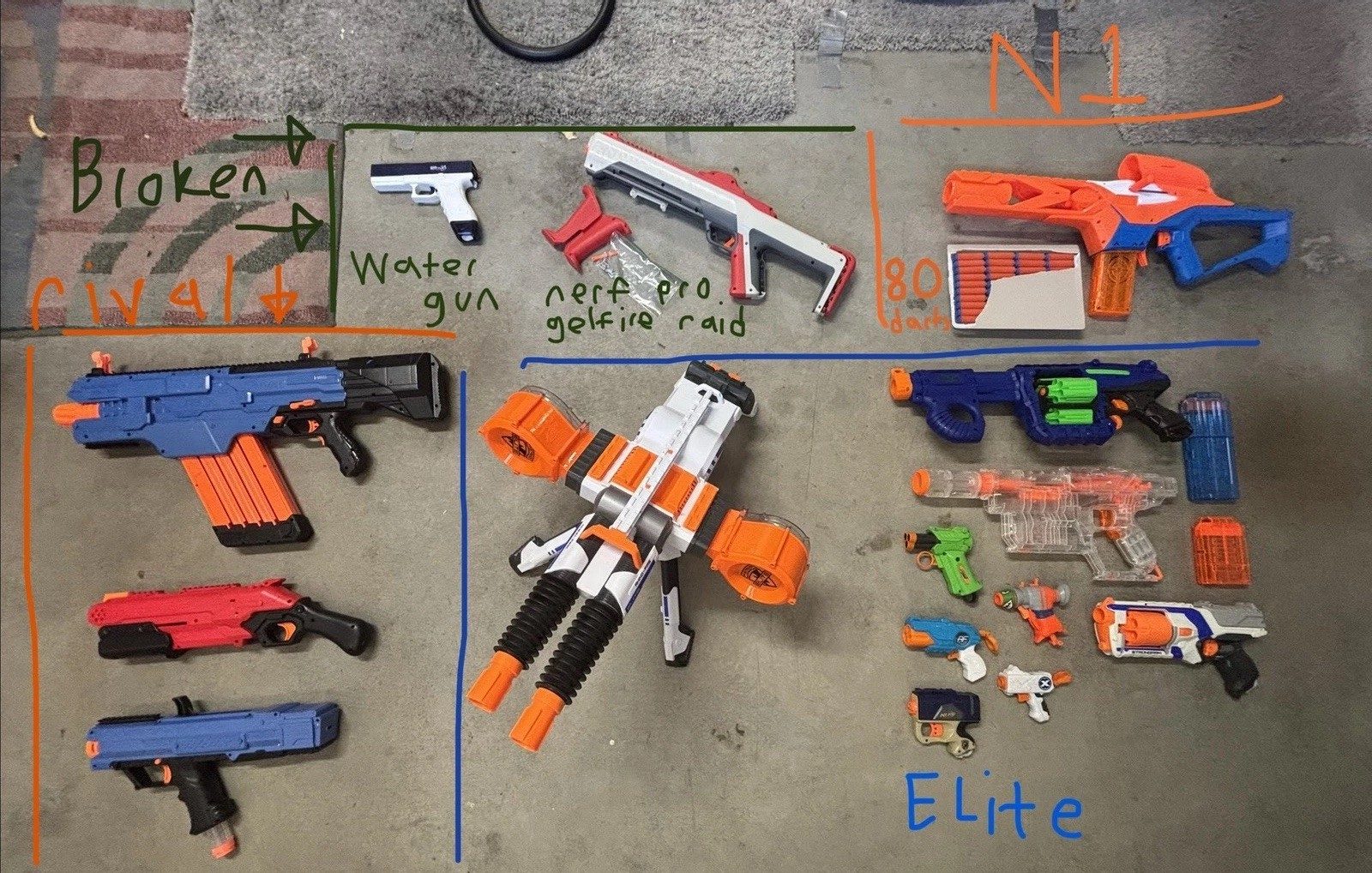 NERF lot. Nerf, X-shot, Dart Zone, Adventure Force. Pricing Listed.