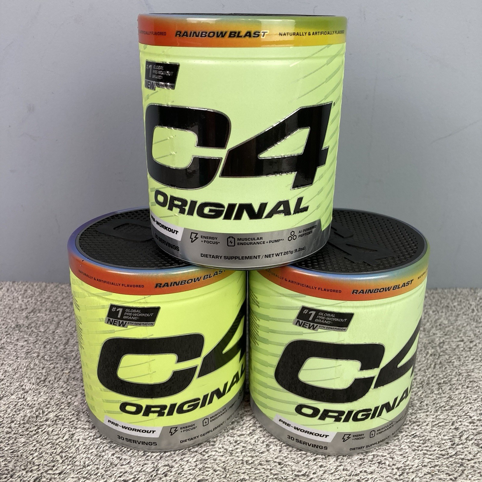 C4 Original Pre-Workout Powder 9.2oz ~ 30 Servings ~ Rainbow Blast -Lot 3