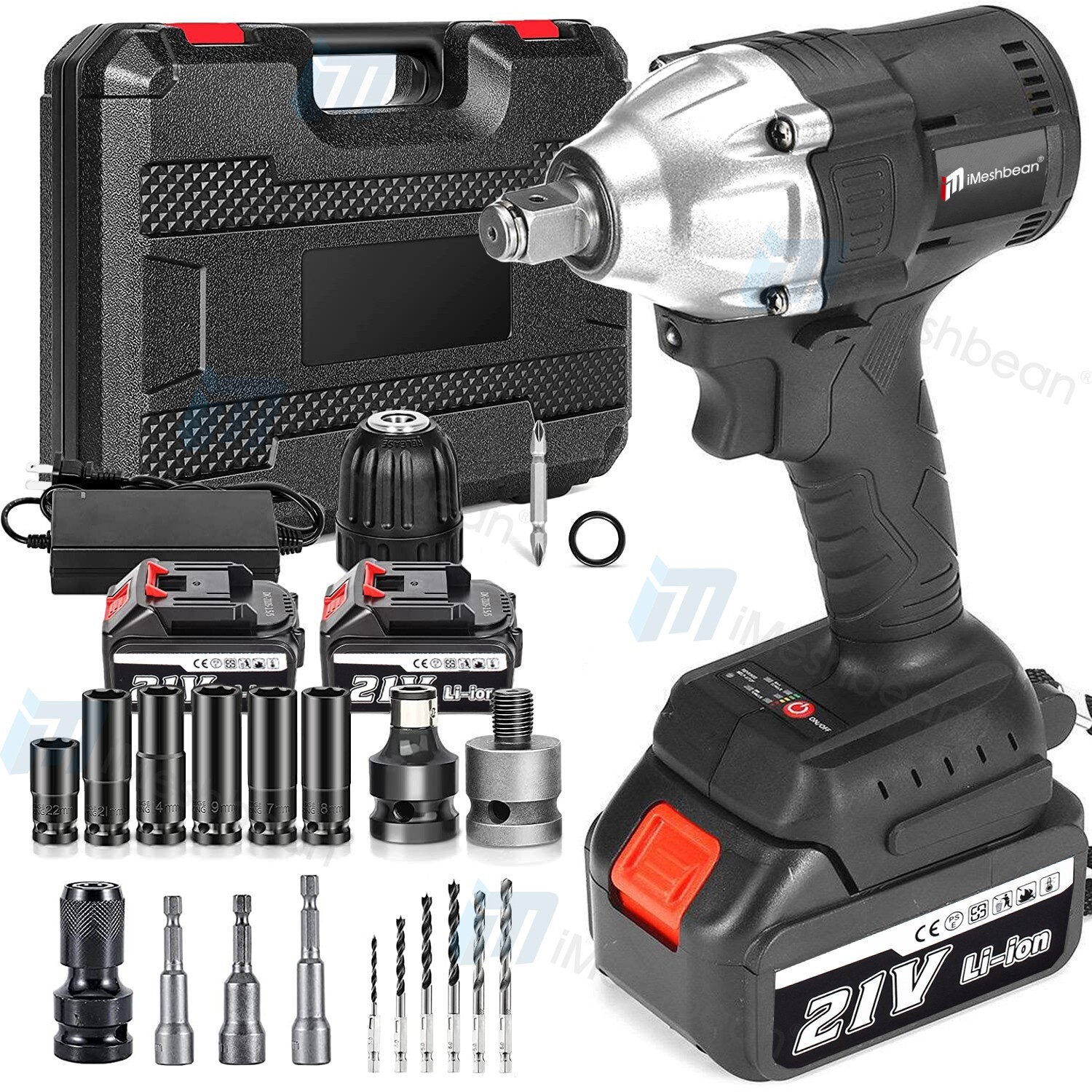 800Nm Cordless Electric Impact Wrench 1/2'' Gun High Power Driver Li-ion Battery