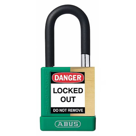 Abus 20044 Keyed Padlock, Open, Rectangular Steel Body, Hardened Steel Shackle,