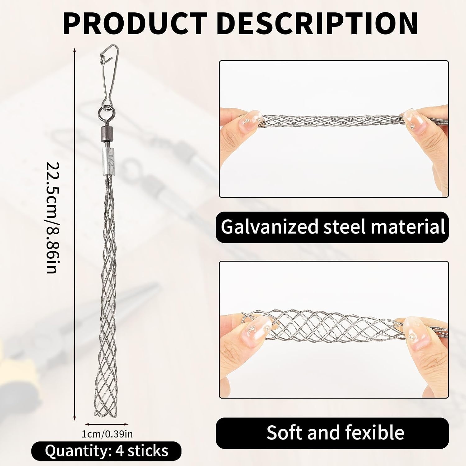 4PCS 1/2 in Wire Pulling Grip for Electrical Pulling Grips Wire Puller Tool f...