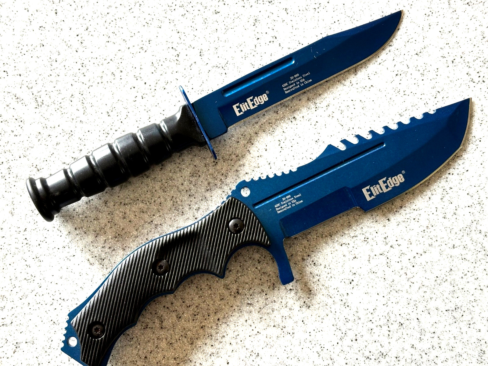 Hunting Knife 8.5” & Boot Knife Clip Point 7.5” CSGO Blue Open Box