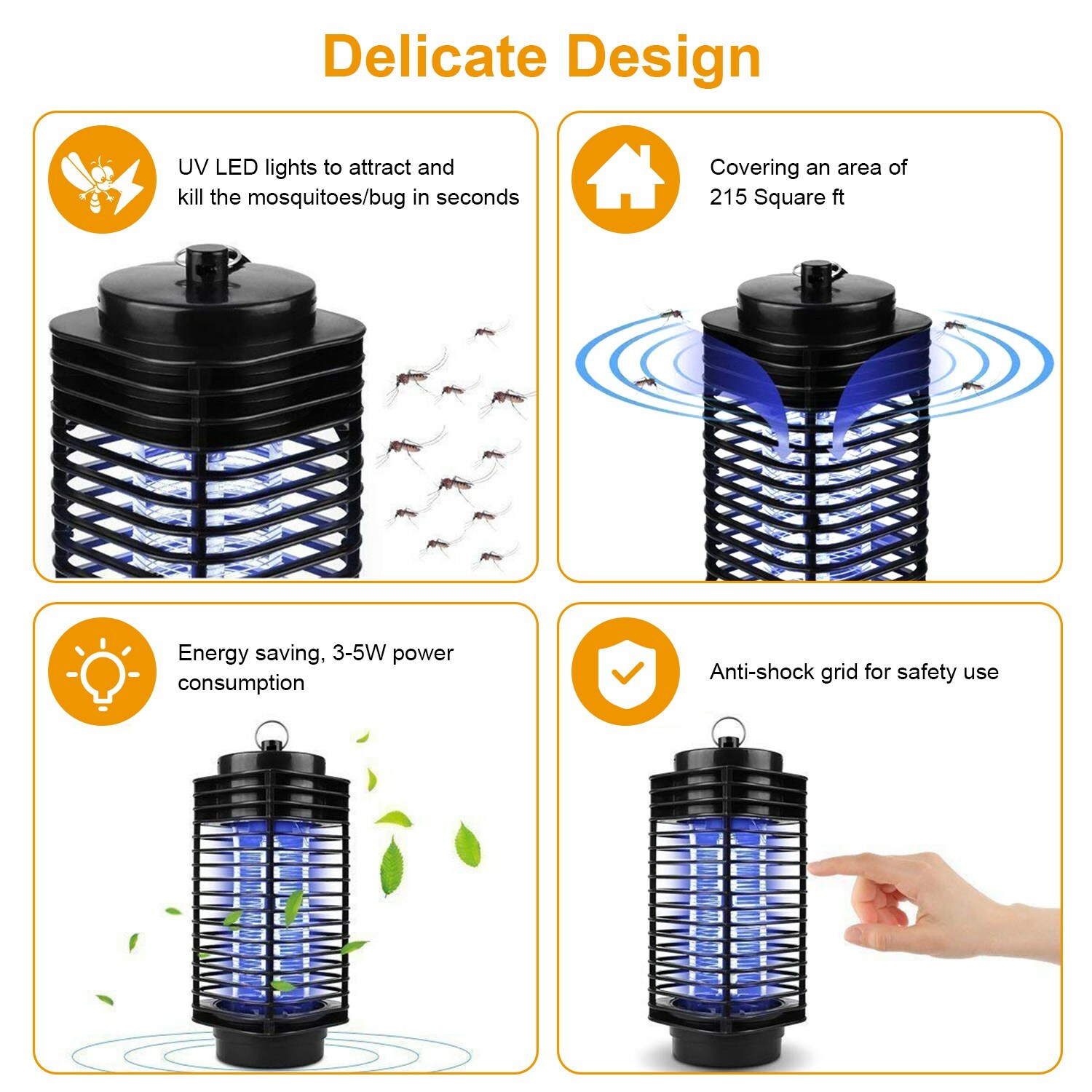 Electric Mosquito Fly Bug Insect Killer Zapper Light UV LED Trap Pest Control
