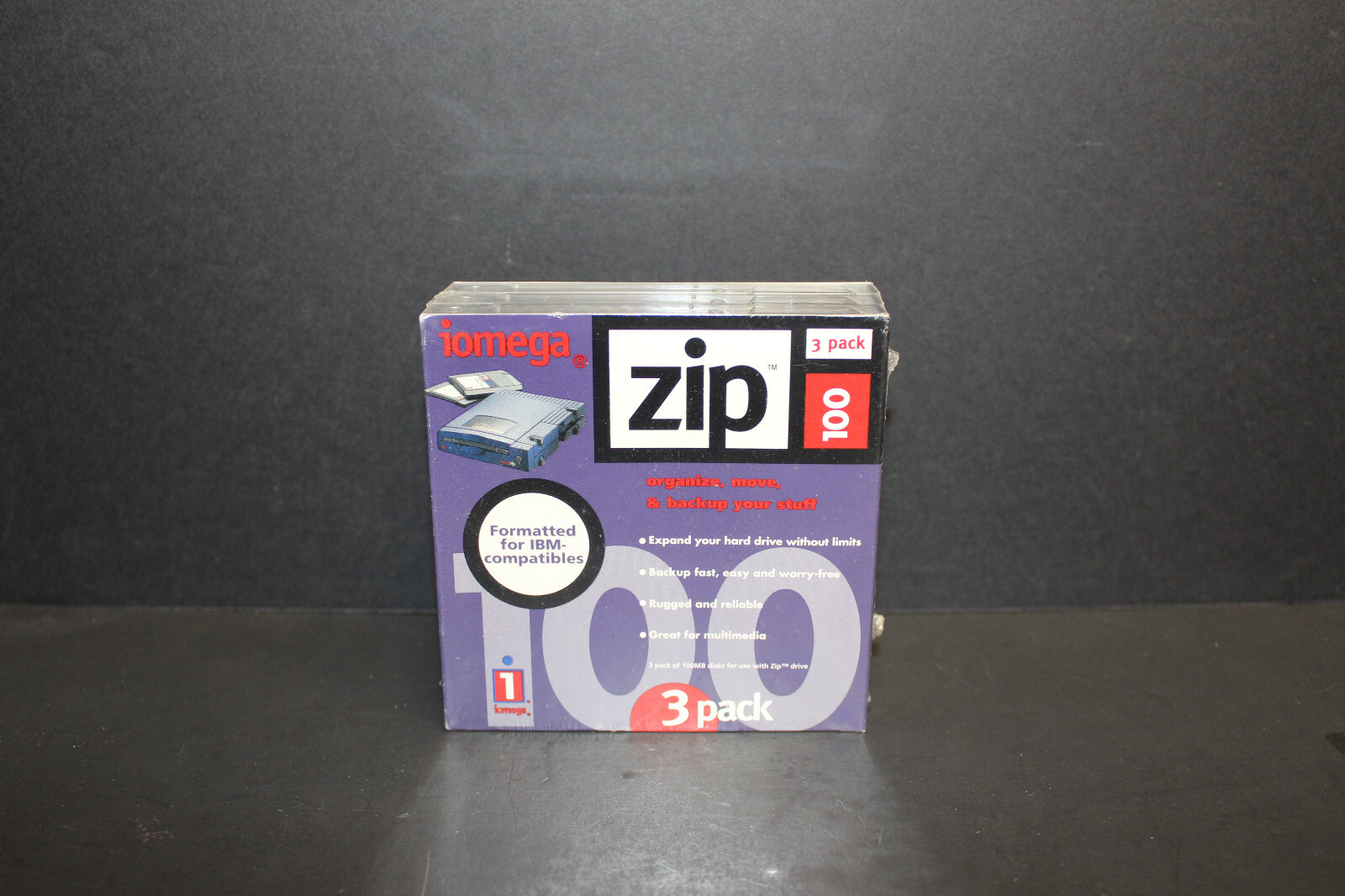 Iomega Zip 100~3-Pack Disks~SEALED NEW~IBM Compatible Formatted Storage Media