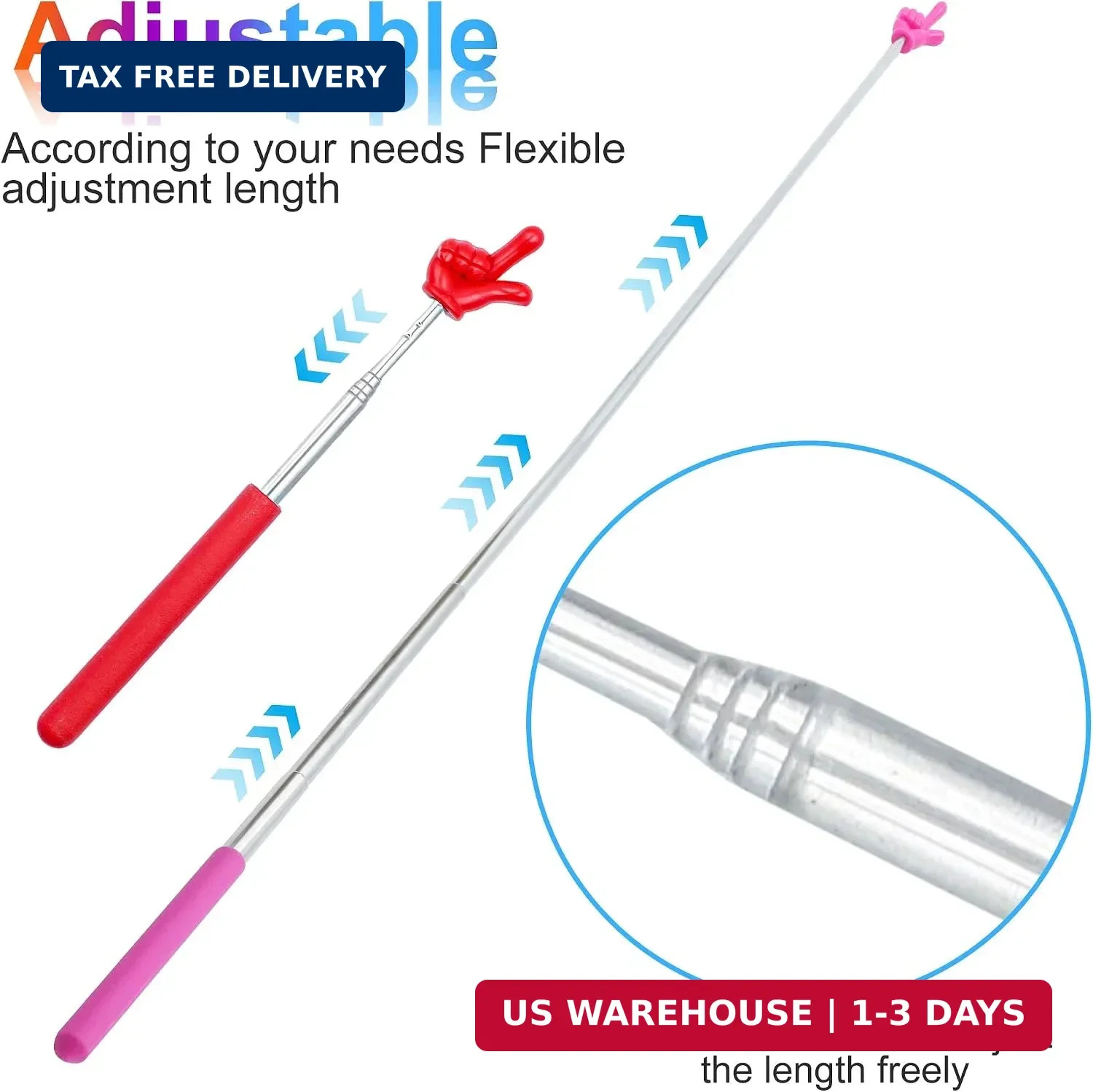 8Pcs Telescopic Teachers Pointer, Mini Pointer Finger Stick for Classroom, Retra