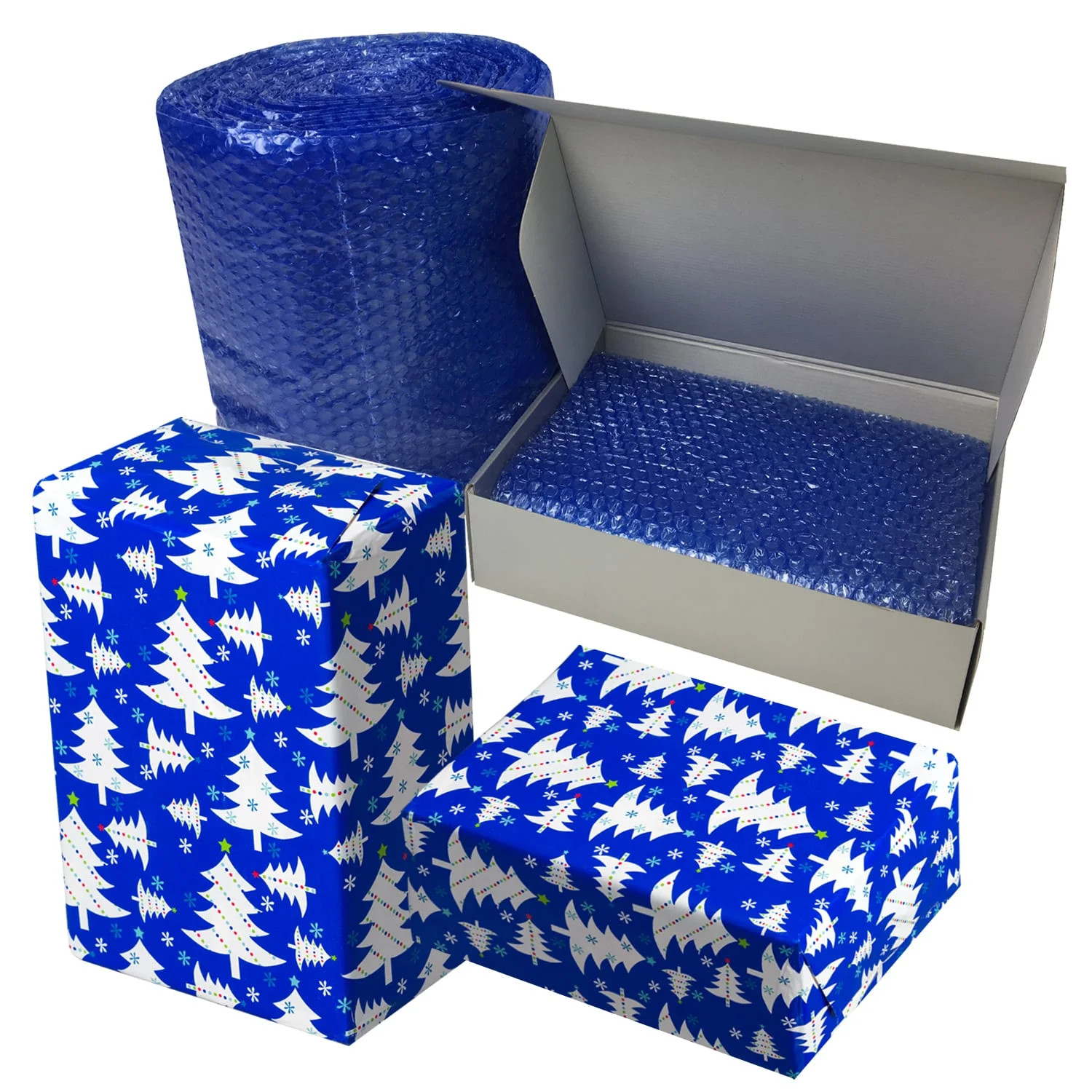 Starboxes Small Bubble Blue Wrap - 60' X 12" Wide Perforated Every 12"