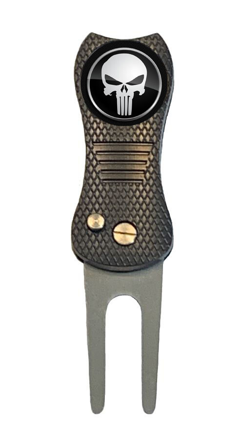 Punisher Marvel Golf Ball Marker w/ Premium Switchblade Divot Tool Gift