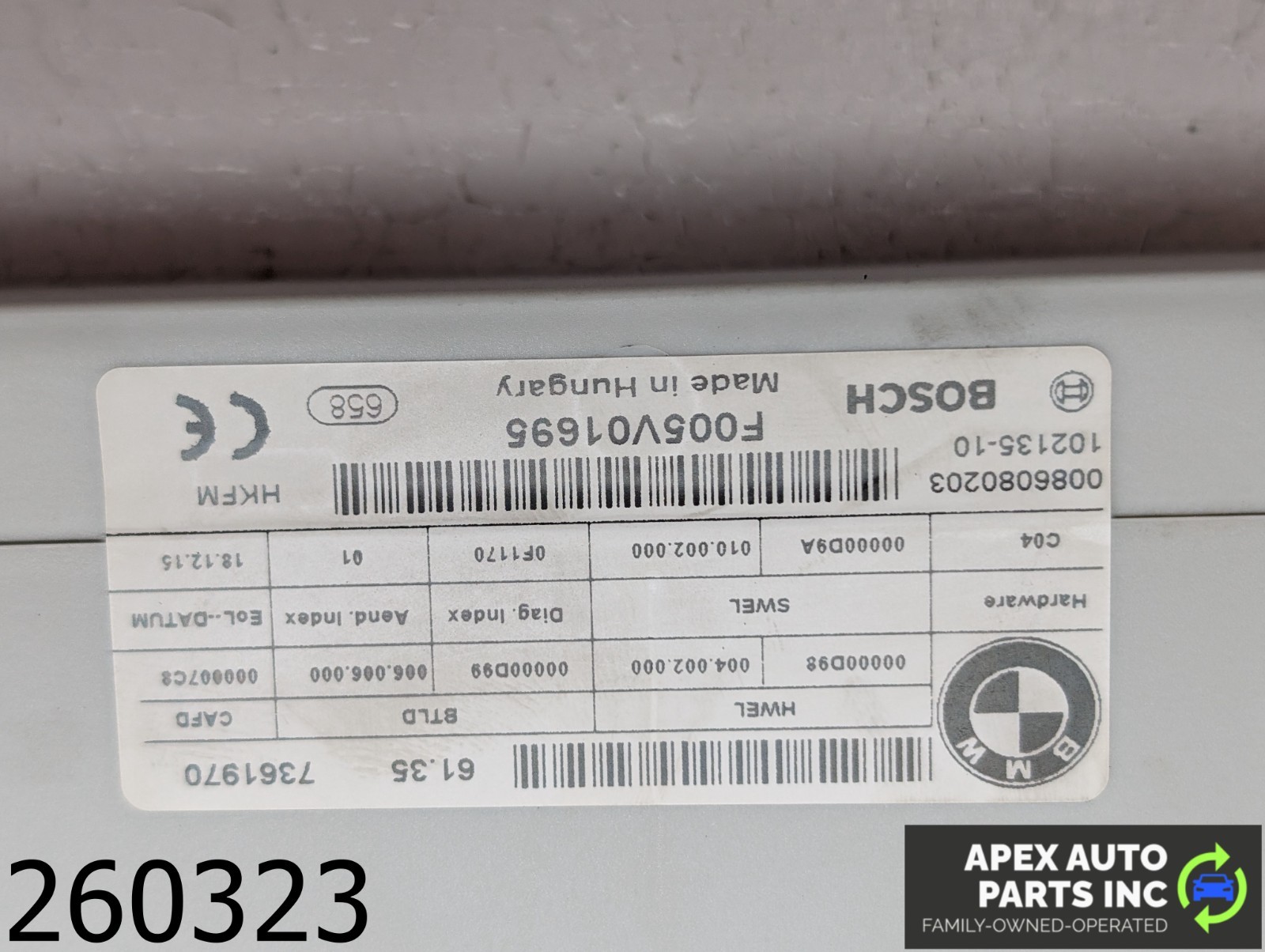 OEM 2016 BMW 528i xDrive 2.0L AUTOMATIC TRUNK LID TAILGATE CONTROL MODULE
