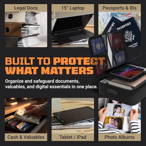 FIRESHIELD PRO 5200°F Fireproof Document Box with Lock – Fire Safe Organizer
