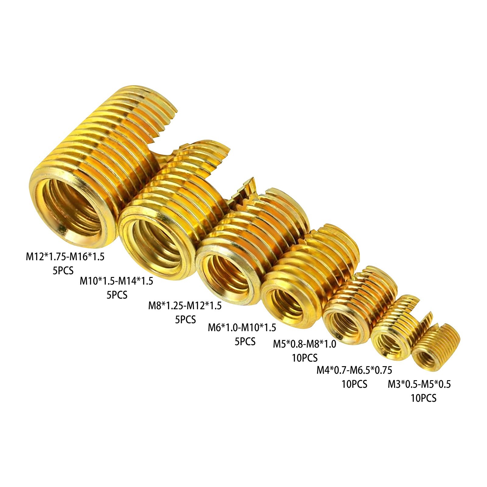 50Pcs Self Tapping Thread Inserts Set, Gold Thread Reinforce Repair Tool