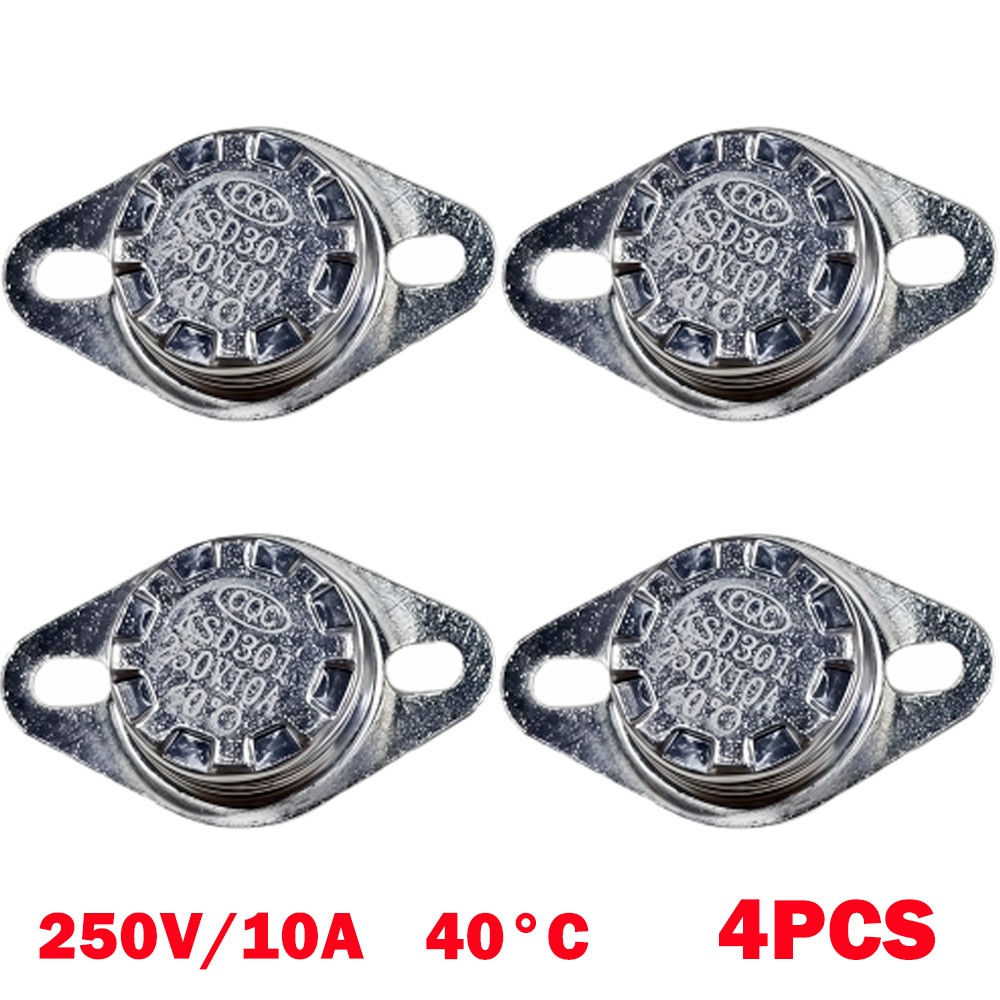 4Pc Thermostat 40°C 10A Bent-Pin Normally Closed NC Temperature Switch 6.3mm HOT