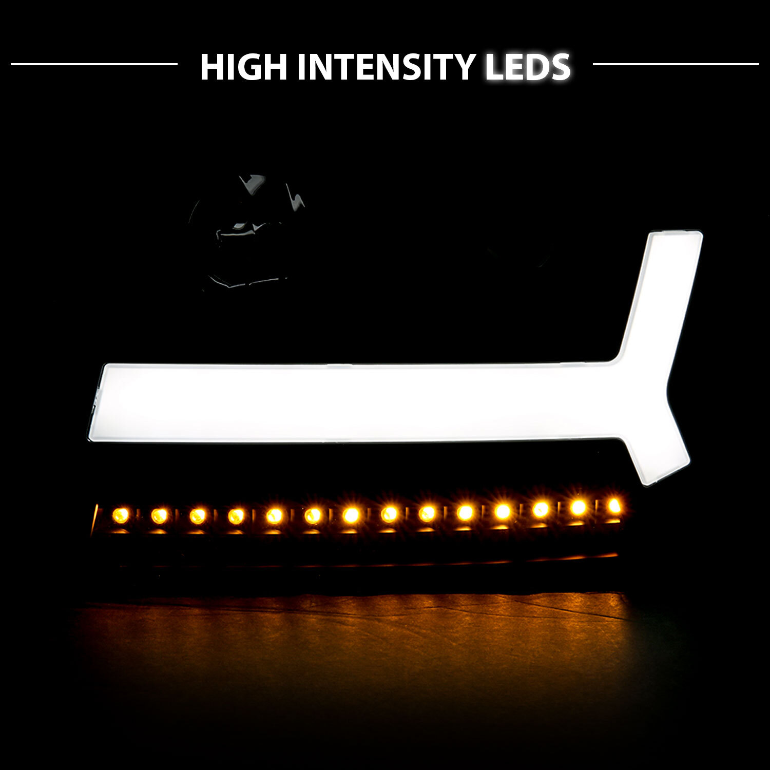 For 2006-2009 Trailblazer Black Headlights LED bar Headlight pair