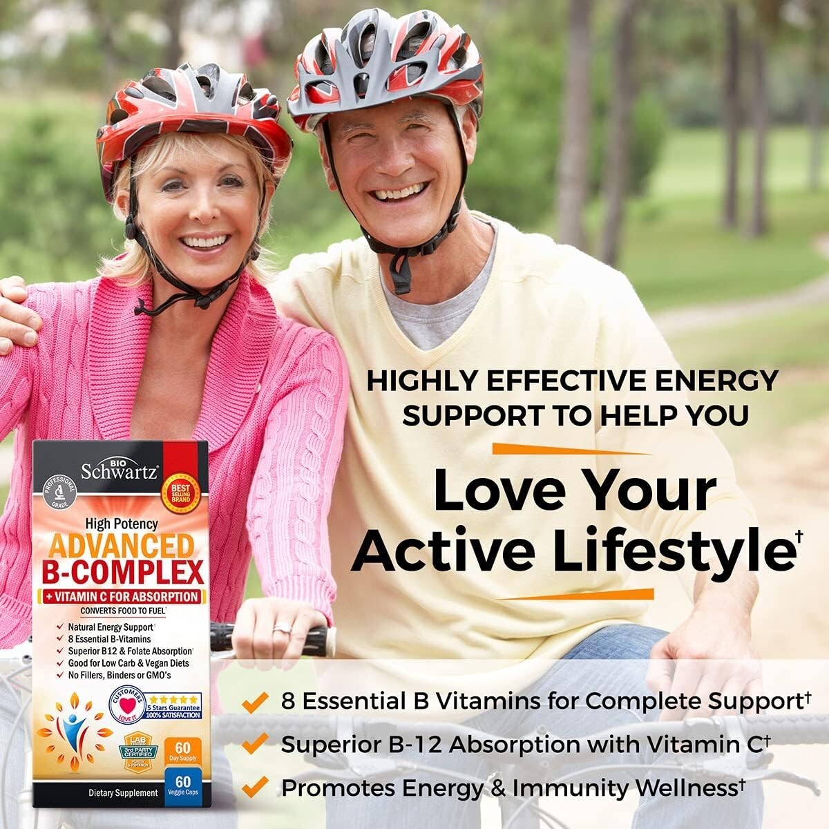 Vitamin B Complex with Vitamin C for Maximum Absorption Methylcobalamin b12 60ct
