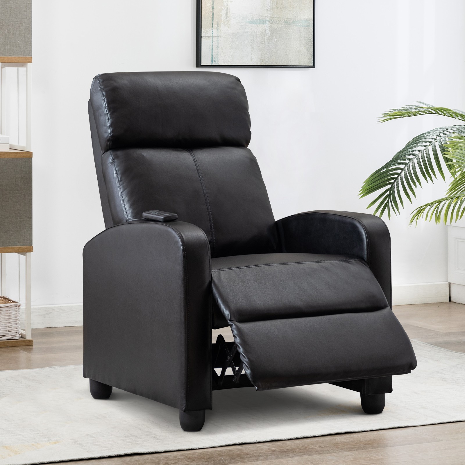EBELLO Home Theater Seating Massage PU Leather Recliner Chair for Living Room