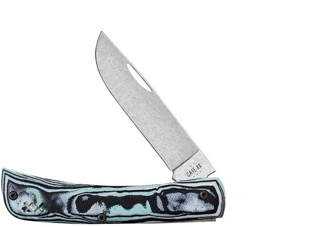 CASE XX KNIVES SEAFOAM GREEN BURL G-10 CROSSROADS SOD BUSTER JR  KNIFE #66384