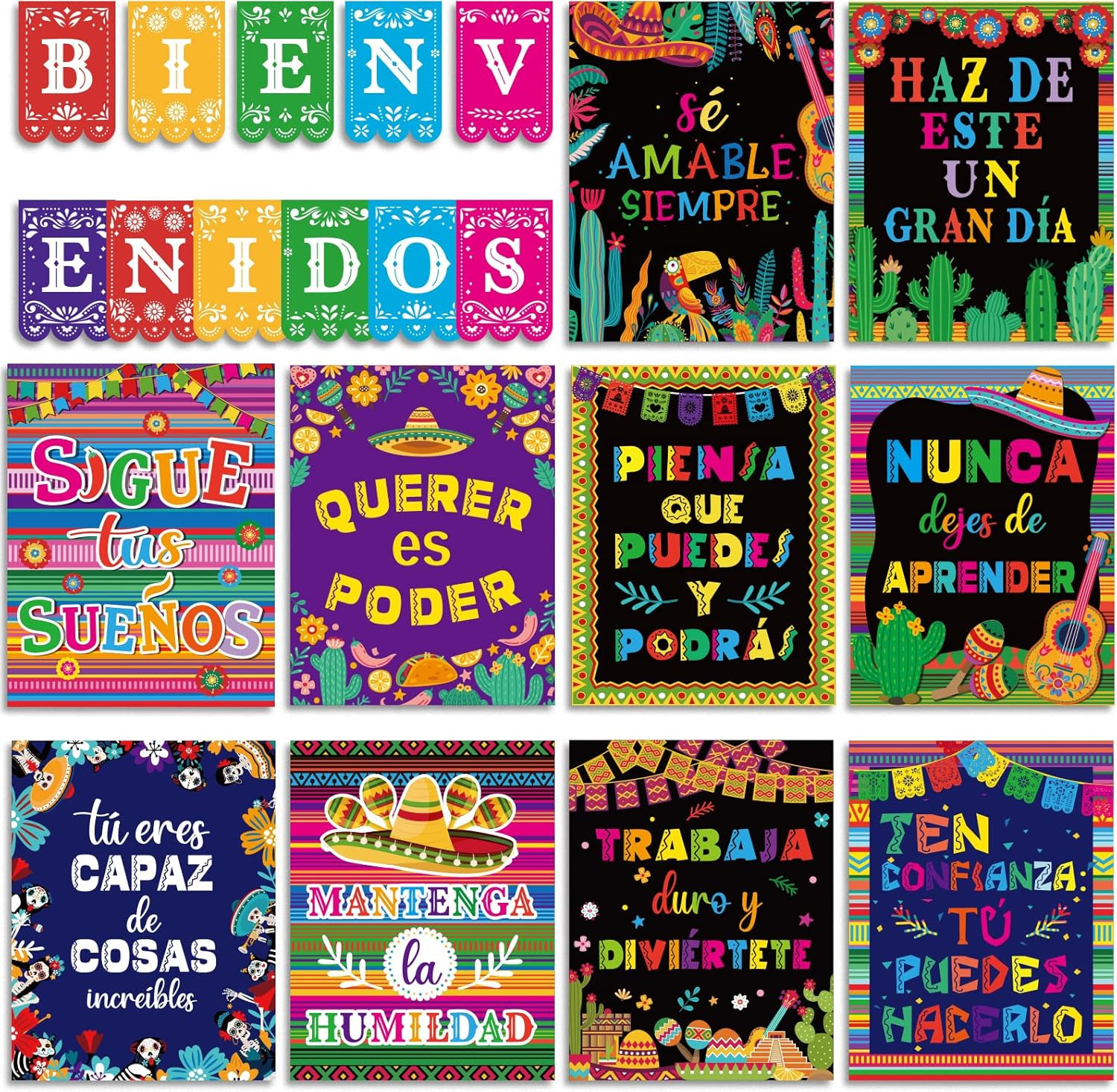 21 Pieces Bienvenidos Inspirational Spanish Posters Hispanic Heritage Month Colo