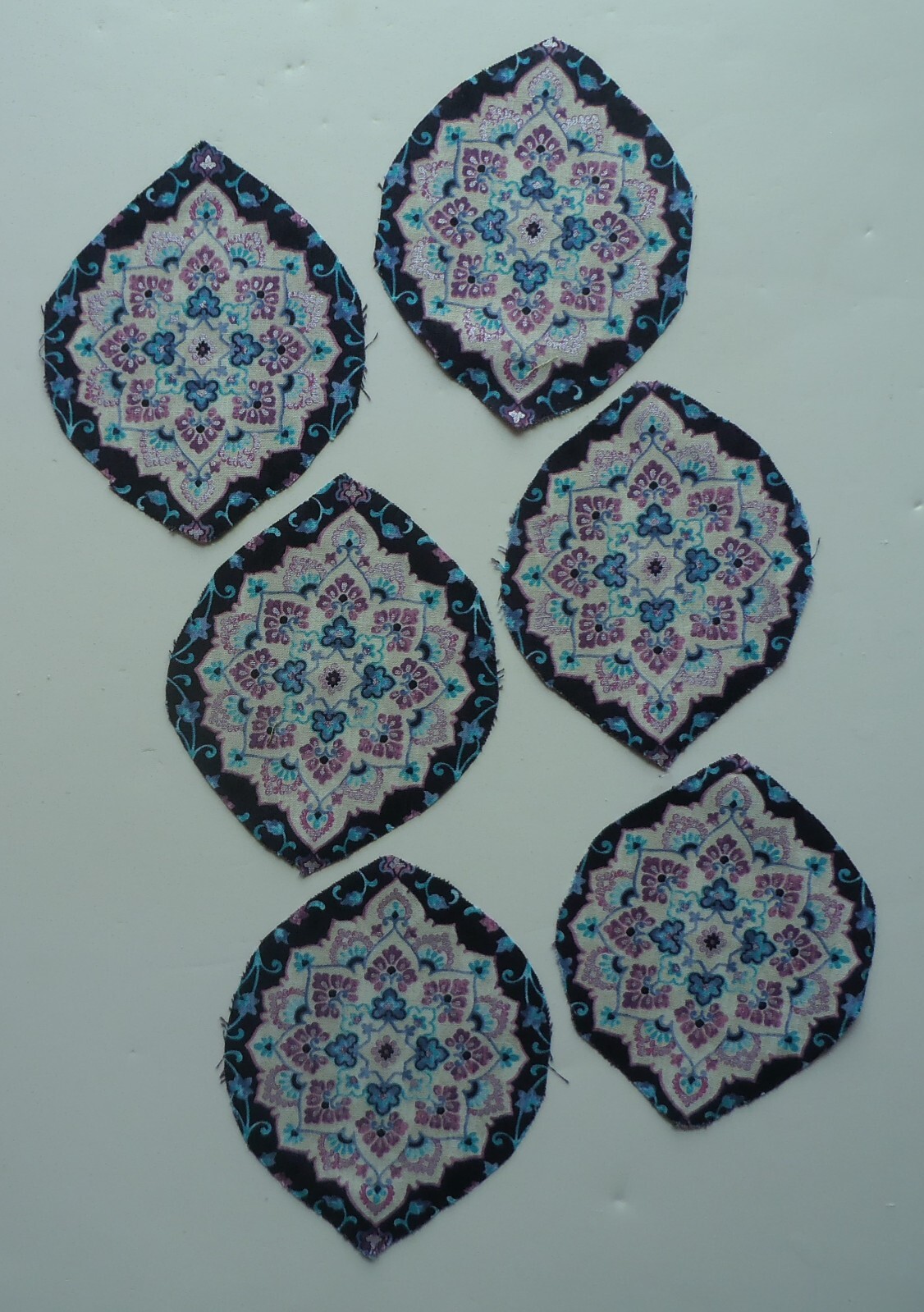Cut Cotton Diamonds - 6 Hand Cut Out Fabric Only -  Quilting Scrapbook Crafts