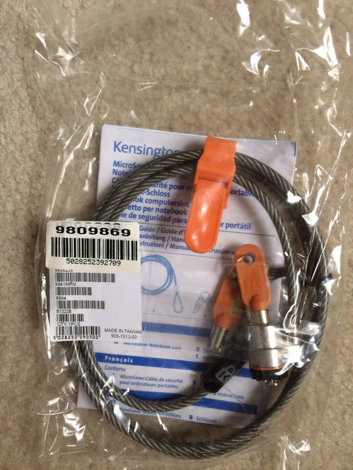 Kensington Microsaver Custom Keyed Notebook Lock, Model: K64186FM