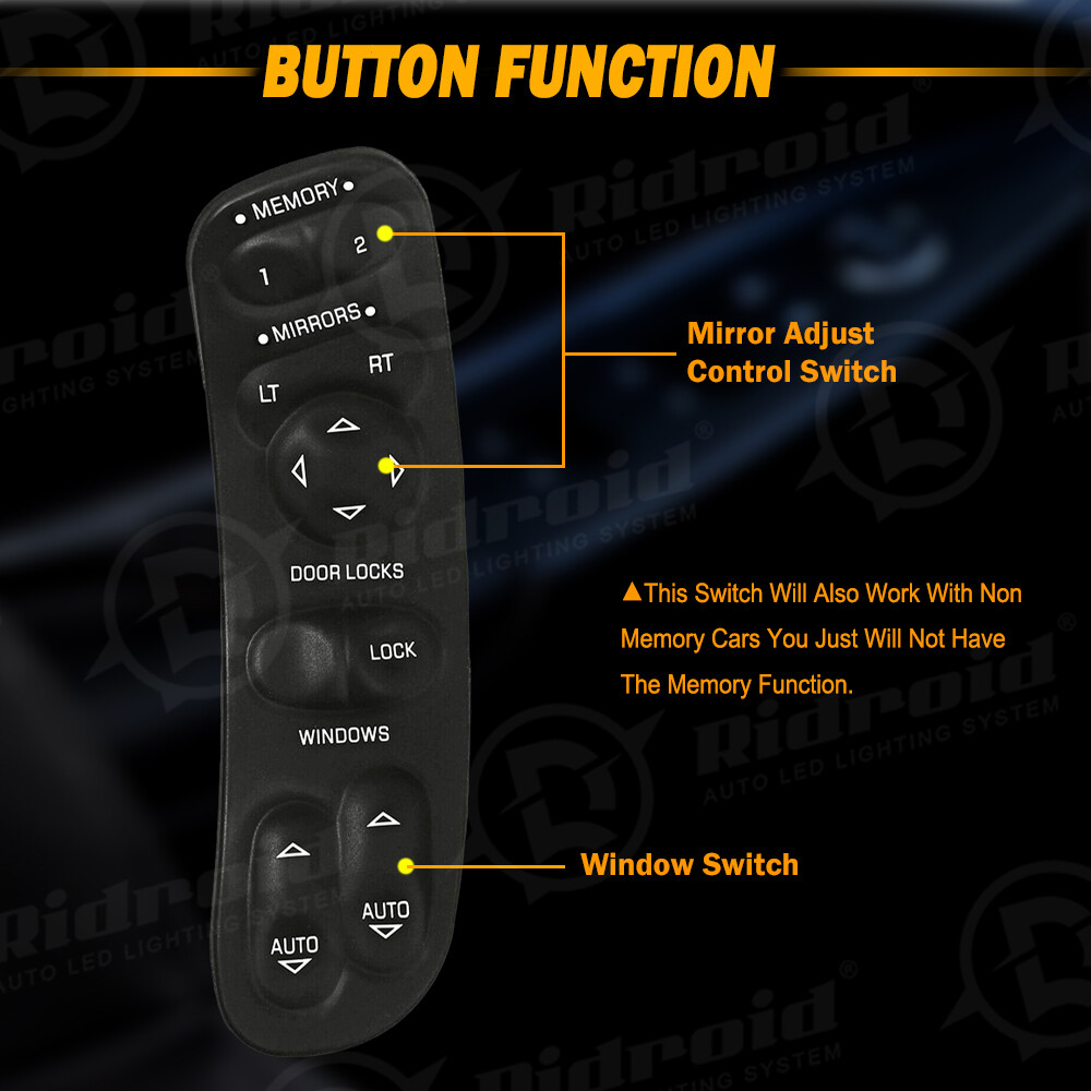 Master Power Window Switch Left Driver Side for Chevrolet C5 Corvette 19209381