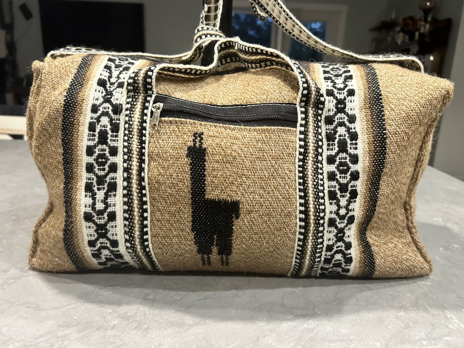 Sustainable Alpaca Wool PERUVIAN Duffle Bag With Plexiglass Inner Bottom Alpaca