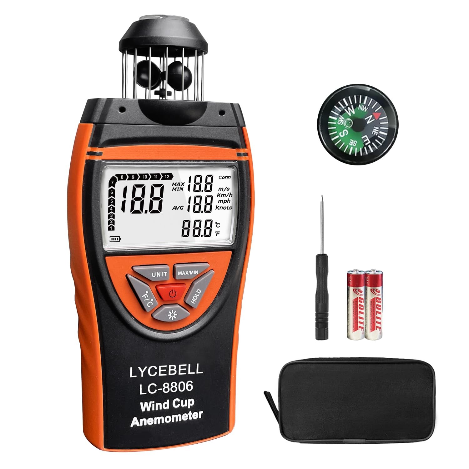 8806 Wind Cup Anemometer - Precise Anemometer Wind Gauge with Temperature Me...