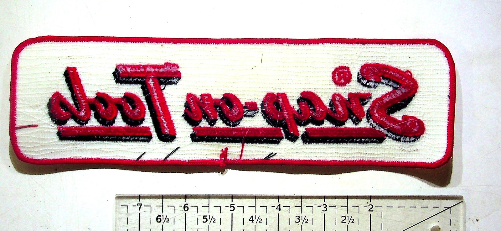 Snap-on Tools Embroidered Patch Red White Iron-On Sew-On Vintage