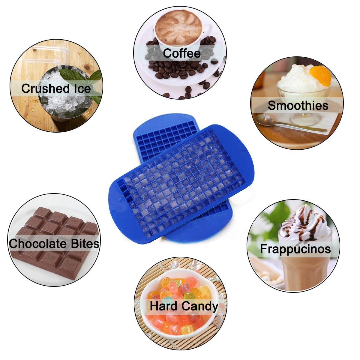 LeeYean Silicone Mini Ice Cube Trays 2 Pack, 160 ice cube trays, Blue