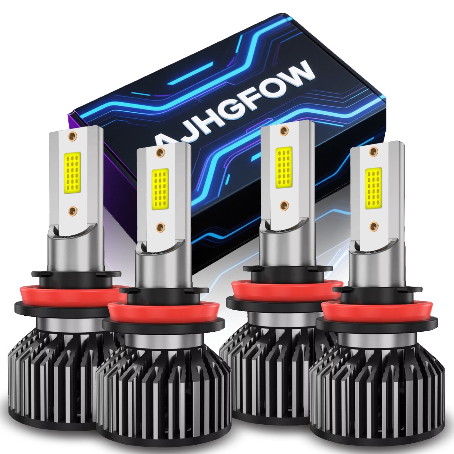 4x Combo H9 H11 LED Headlight High Low Beam Bulbs 10000K White Super Bright Kit