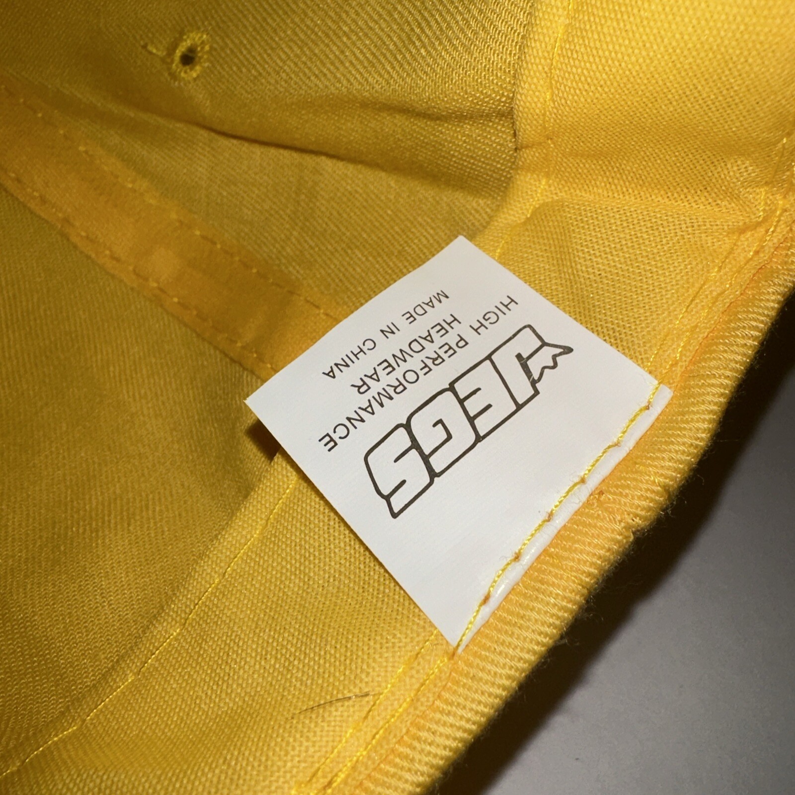 JEGS High Performance Black on Yellow Hat Cap Black Bill Hook Loop Black Button