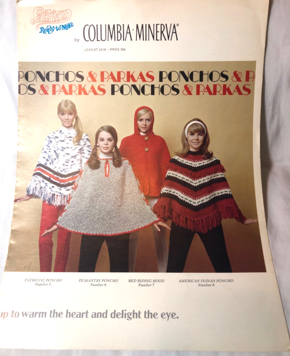 Vtg 1970's Ponchos & Parkas Cozy Knit Knitting instruction pamphlet A81