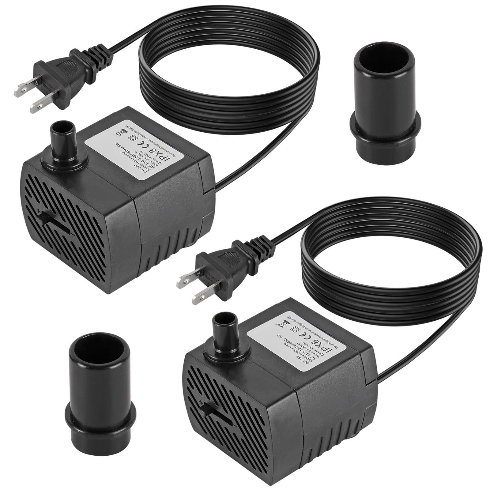 DWEII 2PCS 95GPH 5W 350L/H Mini Submersible Pump, Small Fountain Pump for...