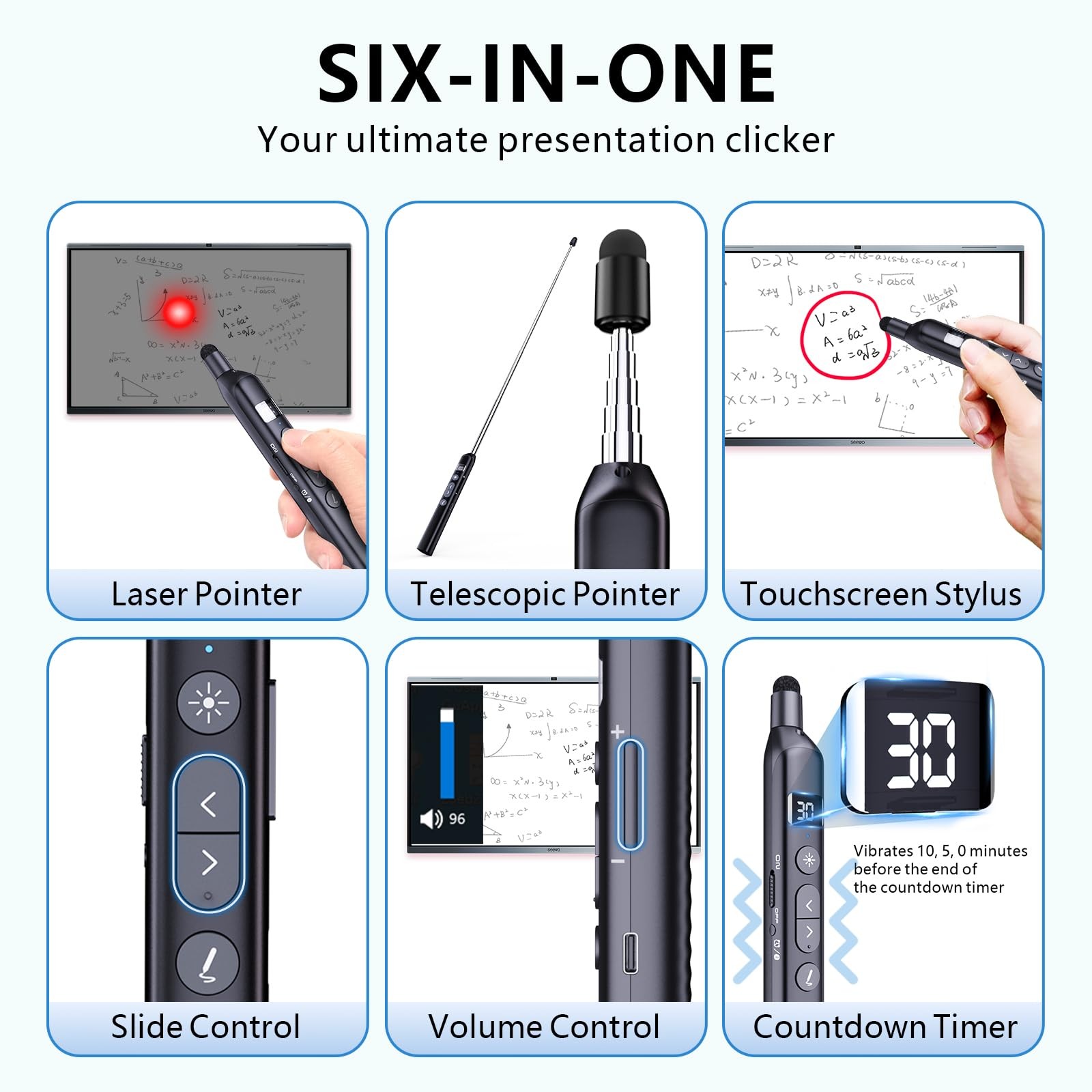 N21 Bluetooth Presentation Clicker with Telescopic Teaching Pointer, Presenta...