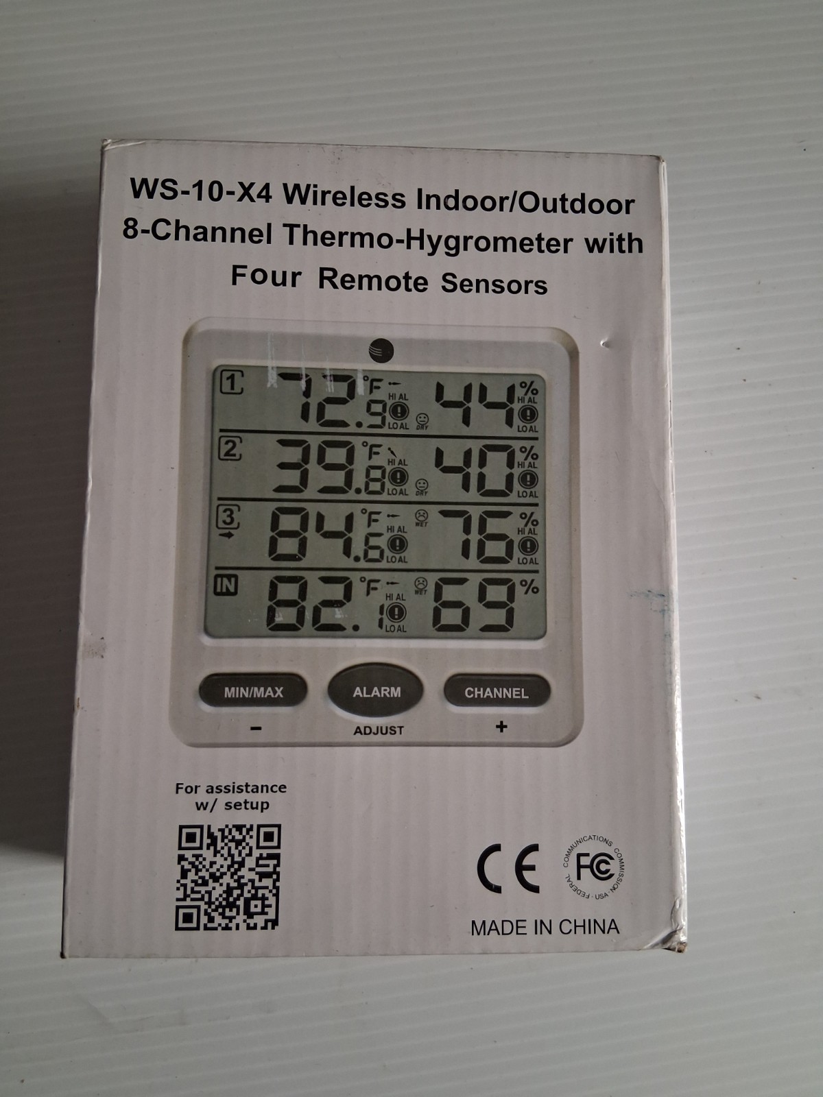 Ambient Weather WS-10-X4 Wireless Indoor Outdoor 8 Channel Thermo-Hygrometer a