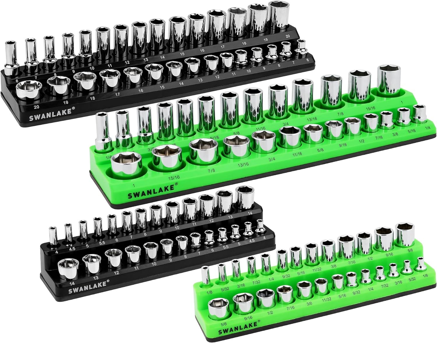 Set 4 Piezas Organizador de Dados Magnetico Metric SAE Bandejas para Caja