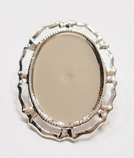 10 Shiny Silver 25x18mm Victorian Deco Big Loop Brooch Pendant Settings 37x27mm