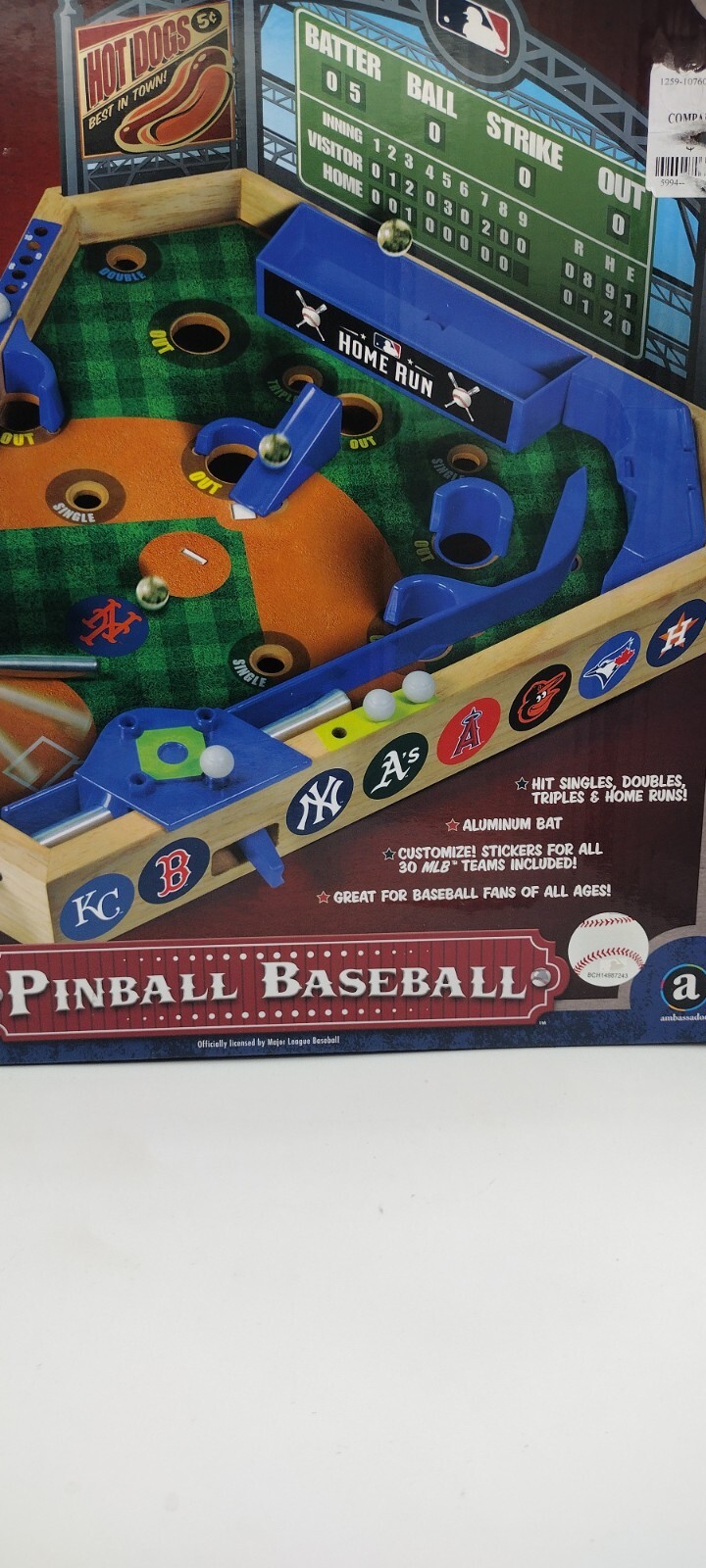 Wooden Tabletop Pinball Baseball Game