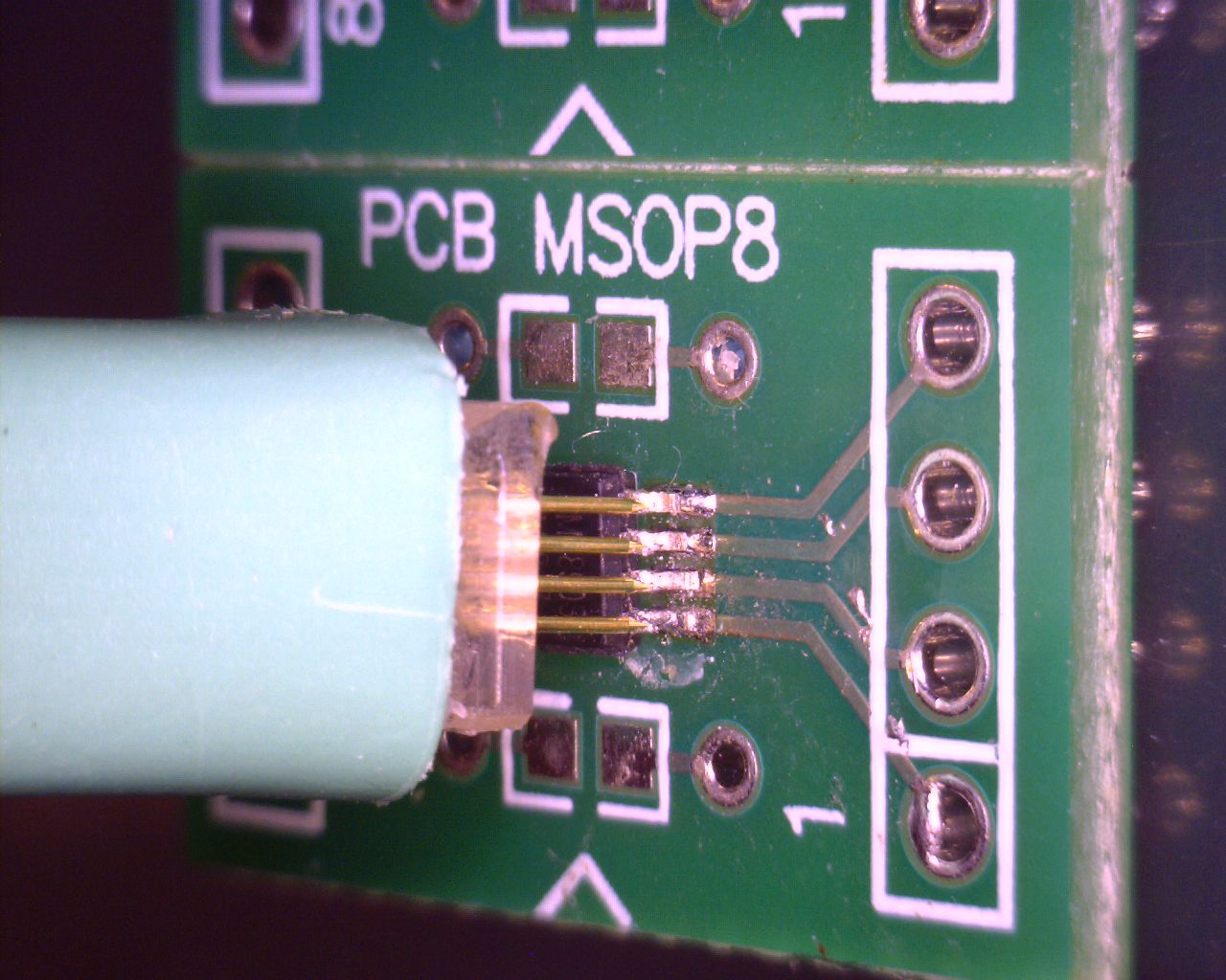 MSOP8 spring loaded pogo adapter for in-circuit EEPROM programming