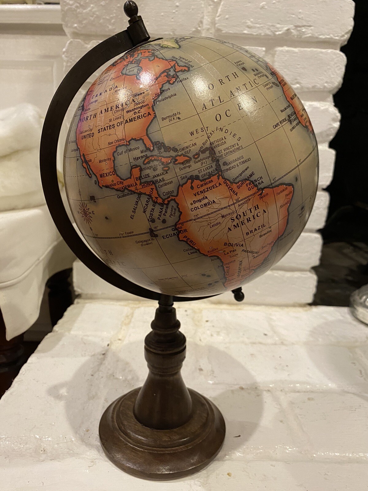 Vintage Small World Table Globe 15.5”