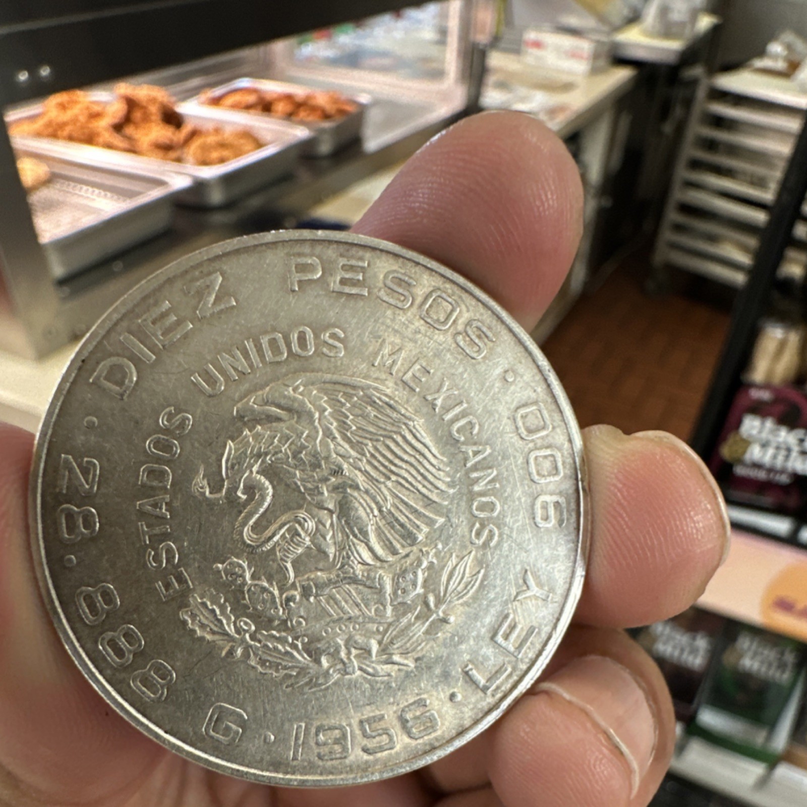 Moneda De 10 Pesos Mexicanos 1956 Plata 0.900