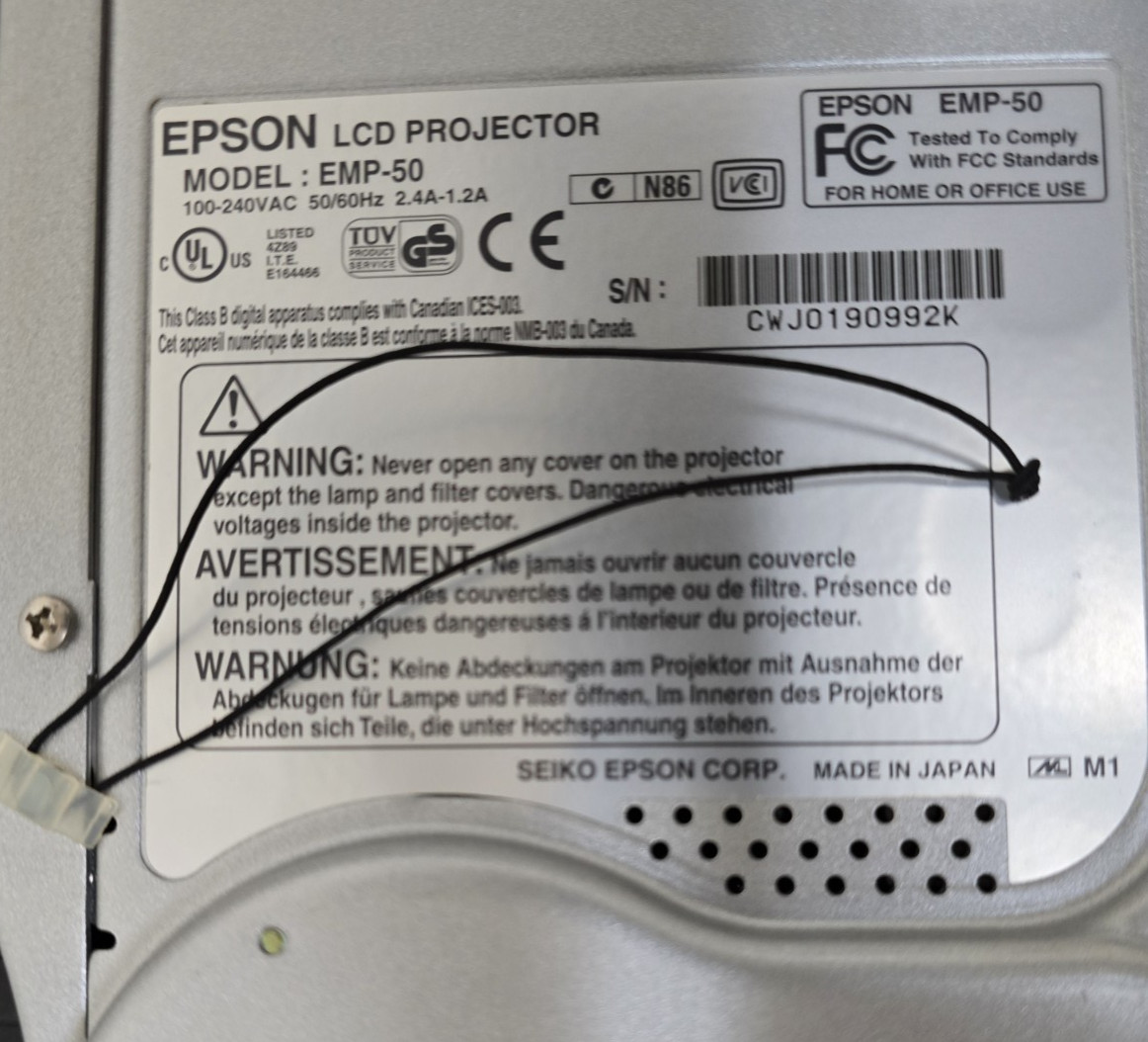 Epson PowerLite 50c EMP-50 Projector w/ Carry Case Untested AS-IS