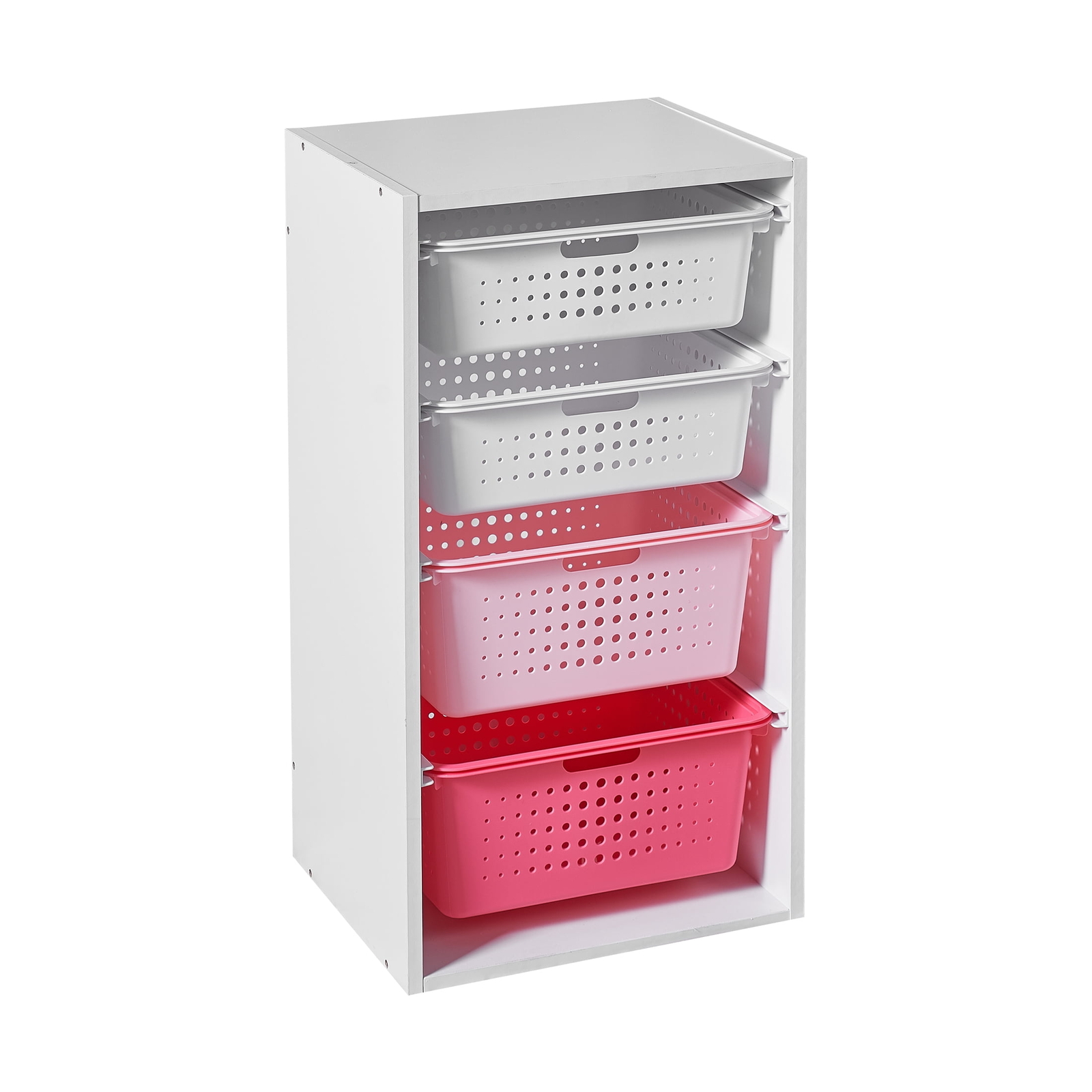 Kids Sliding Bin Organizer with 4 Storage Bins, Pink