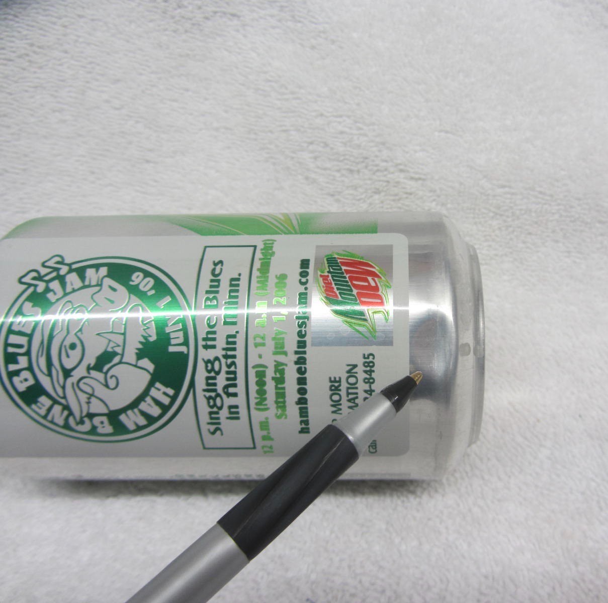Vtg DIET Mountain Dew HAM BONE BLUES JAM 12 oz EMPTY can 2006 MT DEW ~ Ding