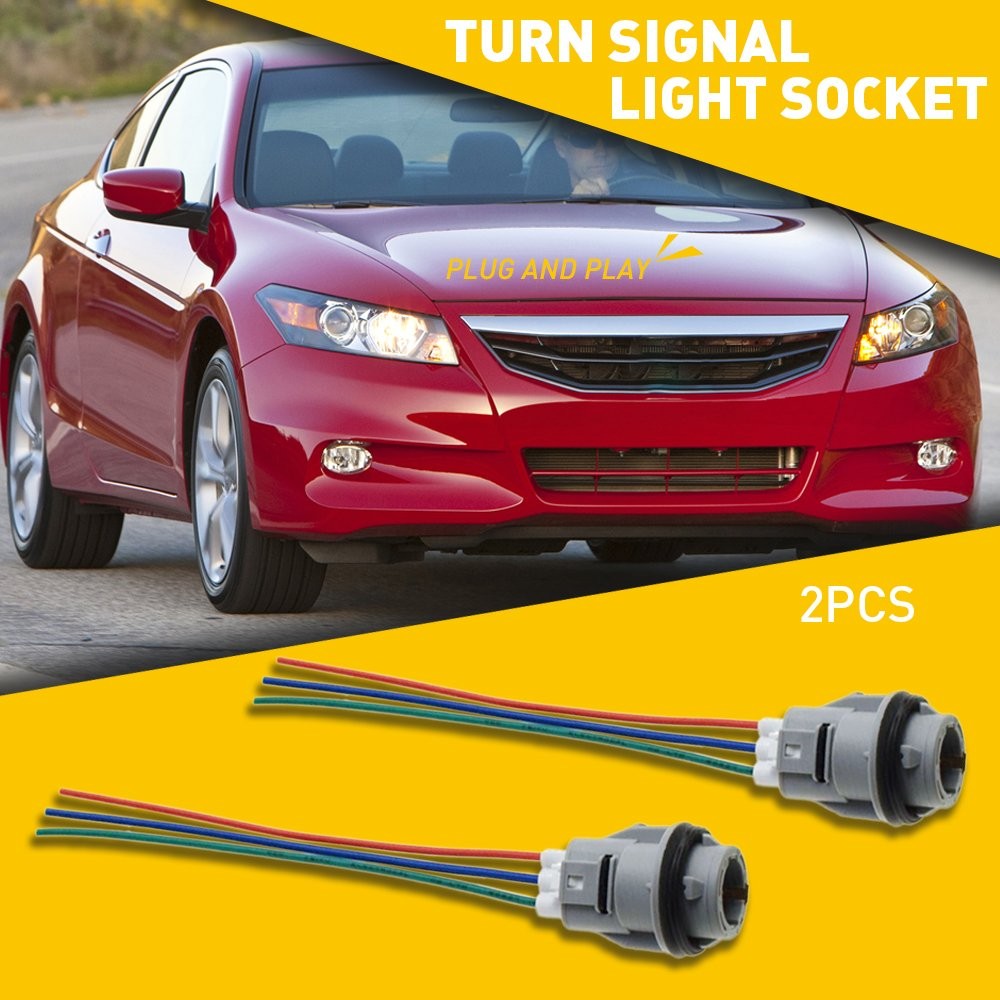 2x Turn Signal Blinker Light Bulb Sockets Connector Harness for Honda Accord Crv