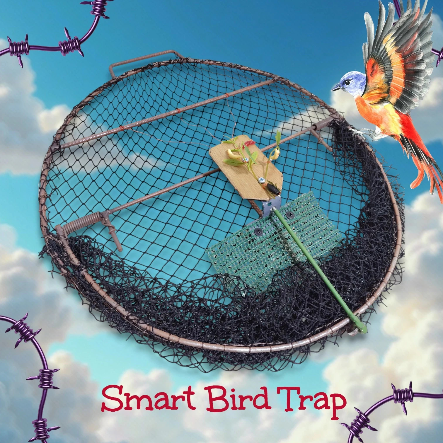 Oval Smart Bird Trap Net – Humane Catching Cage for Sparrows, Pigeons & parrot