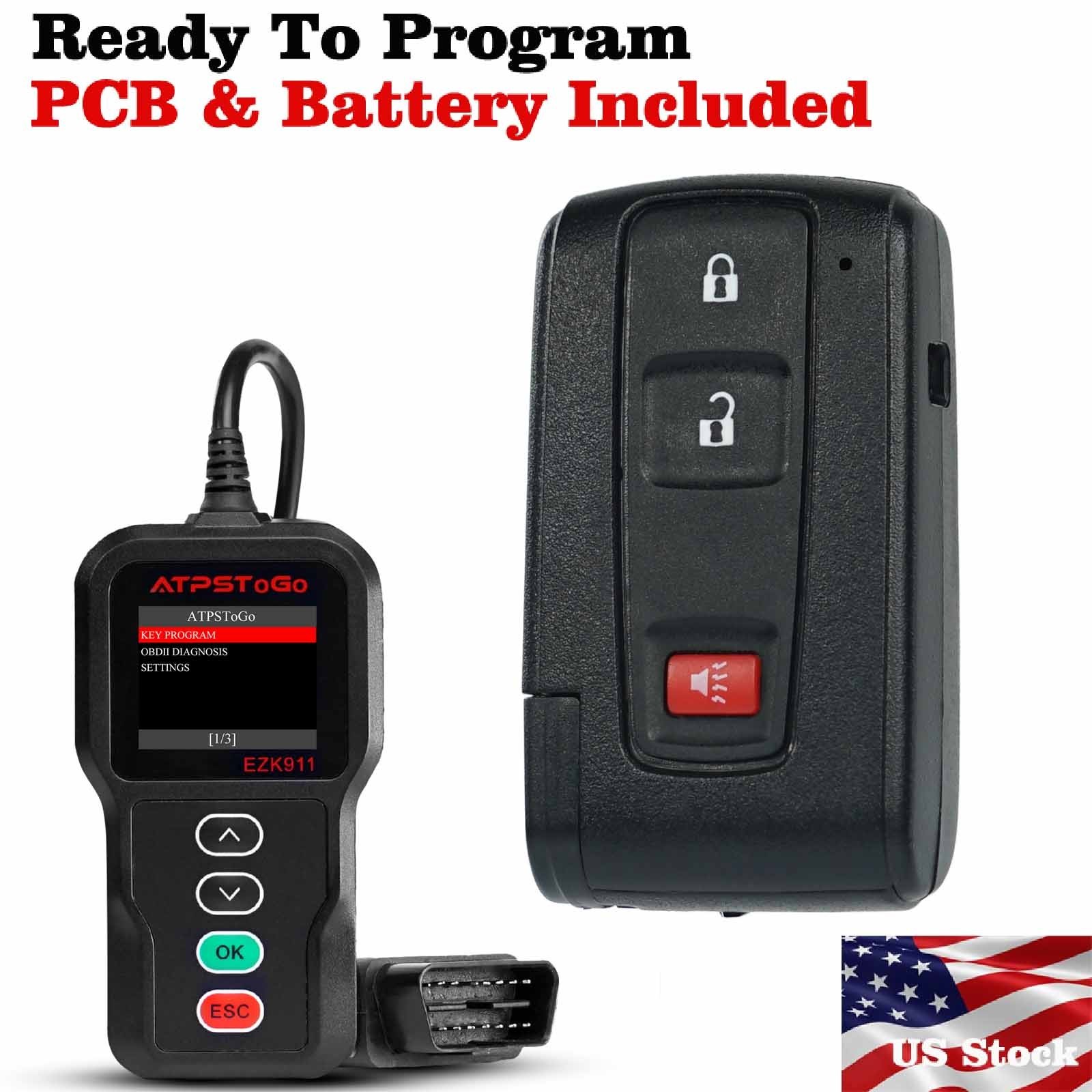 For 2004-2009 Toyota Prius Key Fob kit MOZB31EG Keyless Remote Silver badge